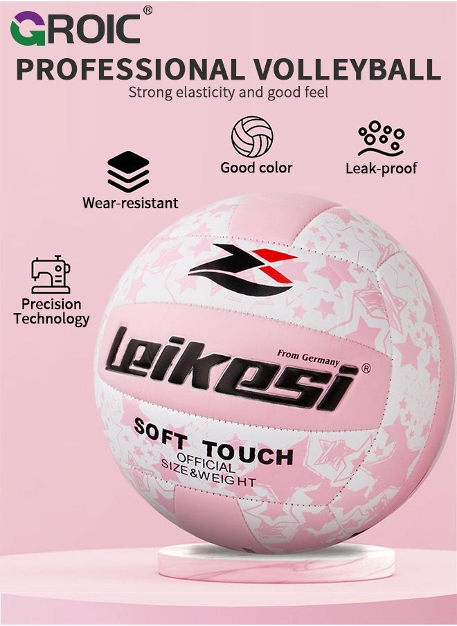 Volleyball Official Size 5,Waterproof Volleyball Light Touch Recreational Ball,Volleyball for Indoor, Outdoor and Play Game Gym Workout,PU Leather Training Practice Volley Balls