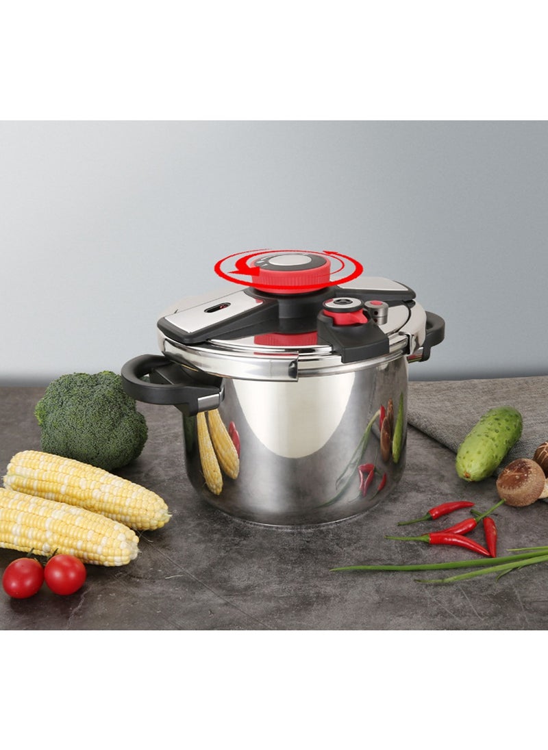 Pressure Cooker, Explosion Proof Stainless Steel Cookware, Dishwasher Safe 6.3Qt. Silver 6L