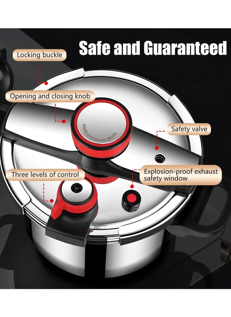 Pressure Cooker, Explosion Proof Stainless Steel Cookware, Dishwasher Safe 6.3Qt. Silver 6L