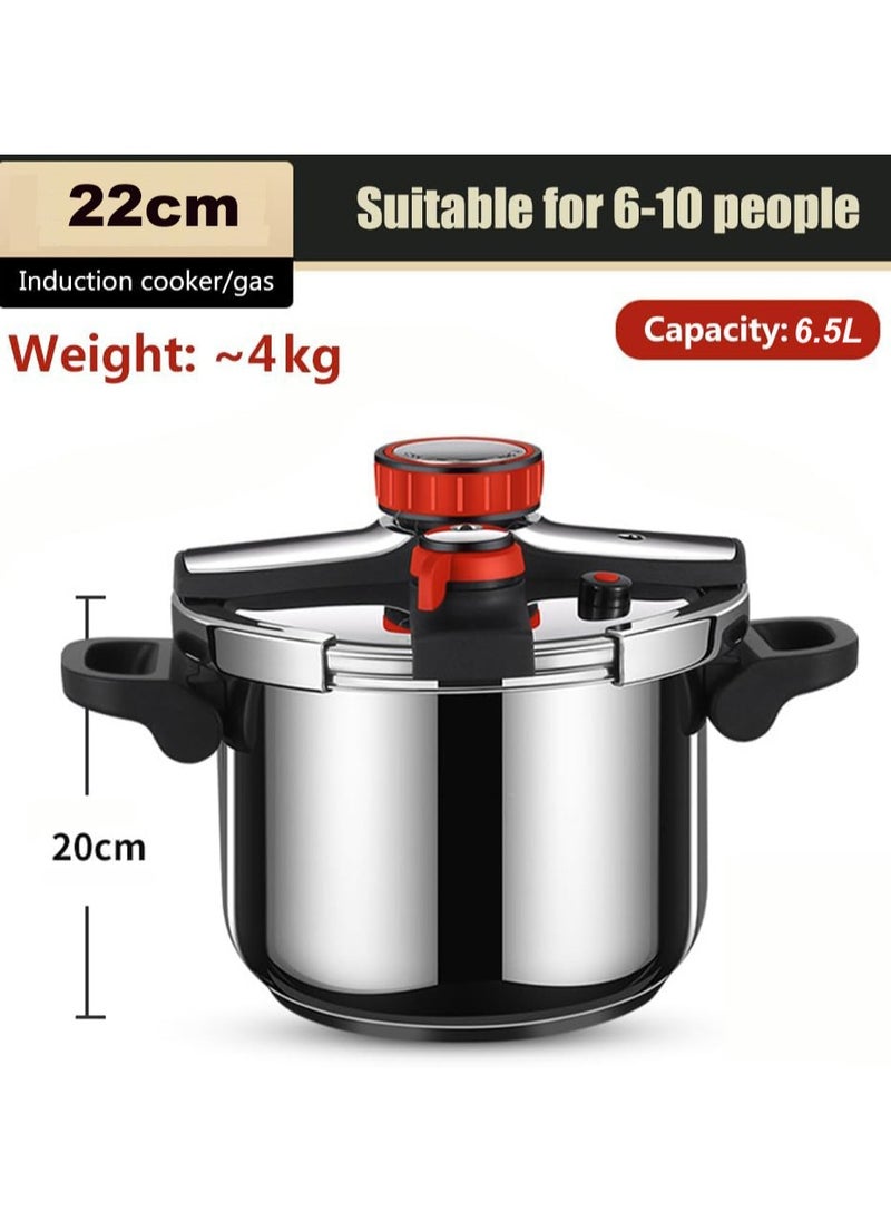 Pressure Cooker, Explosion Proof Stainless Steel Cookware, Dishwasher Safe 6.3Qt. Silver 6L