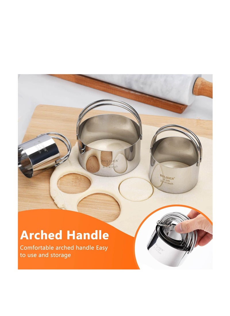 HULISEN Stainless Steel Biscuit Cutter Set, Pastry Scraper and Dough Blender, Sturdy & Long-Lasting with Ergonomic Rubber Grip, Professional Baking Dough Tools, Gift Package (3 Pcs/Set)