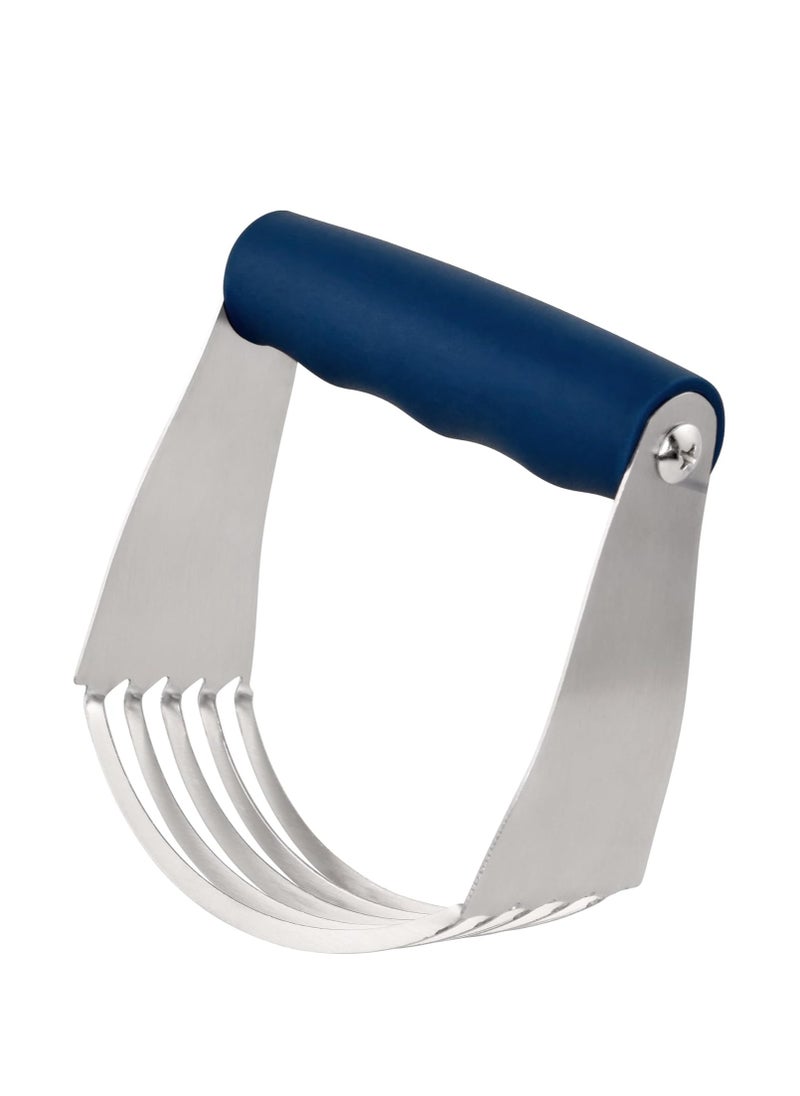 R&M Dough Blender for Cutting and Blending Dough, Mashing Fruit, Mixing Dry Ingredients and More. Stainless Steel with Non-slip Blue Handle.