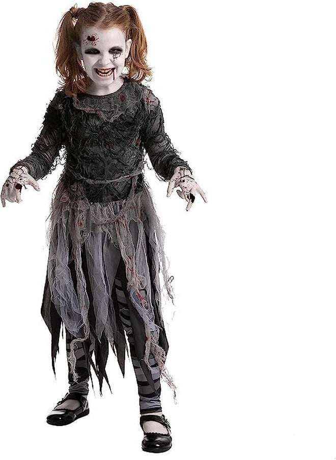 Bandage Zombie Costume, Halloween Girl Scary Costume For Halloween Dress Up Party, Role Playing, Themed Parties-S(5-7Yr)