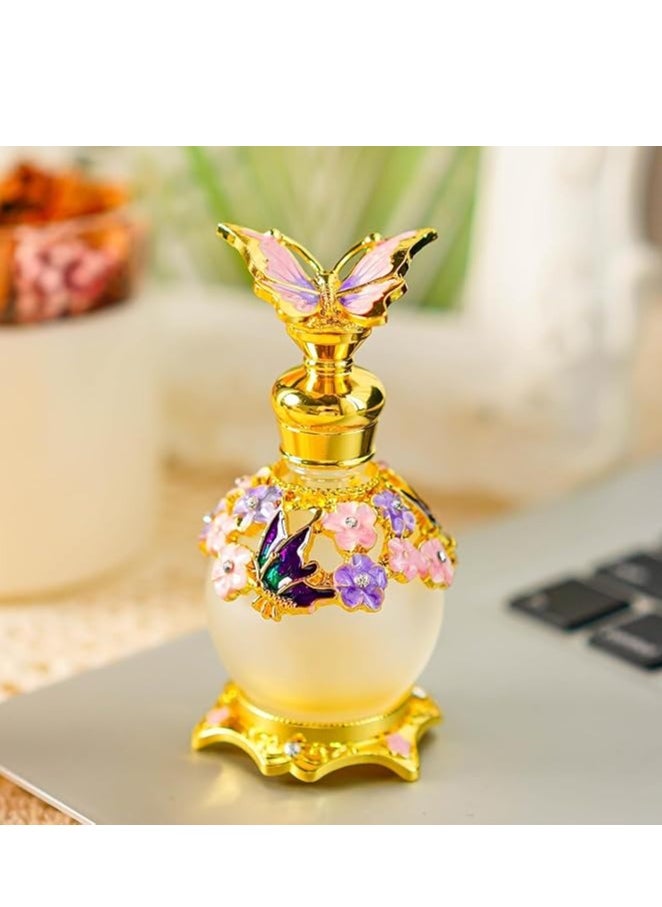 15ML Vintage Butterfly Decoration Perfume Bottle Empty Refillable Reusable Perfume Container Fancy Essential Oil Drop Bottle Decoration ﻿