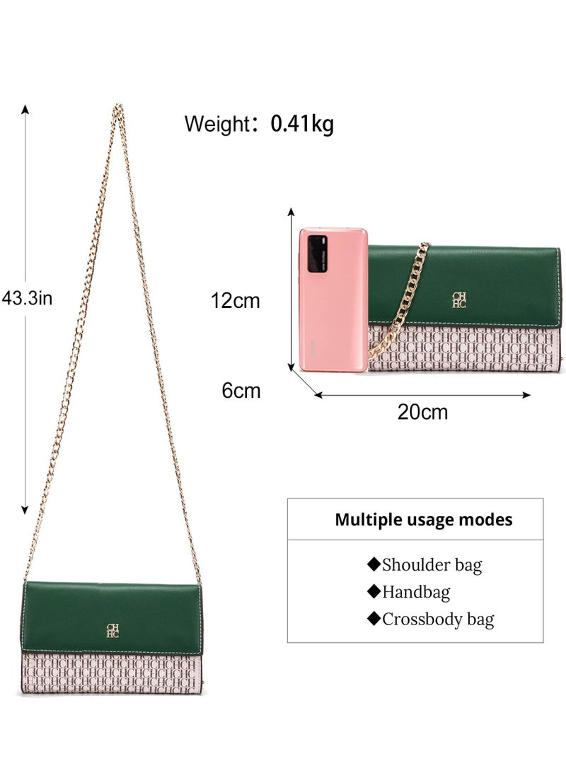 Small Crossbody Bag for Women,Cell Phone Purse Women's Shoulder Handbags Wallet Purse with Credit Card Slots Gold Hardware Chain Purses Shoulder Bag(Green)