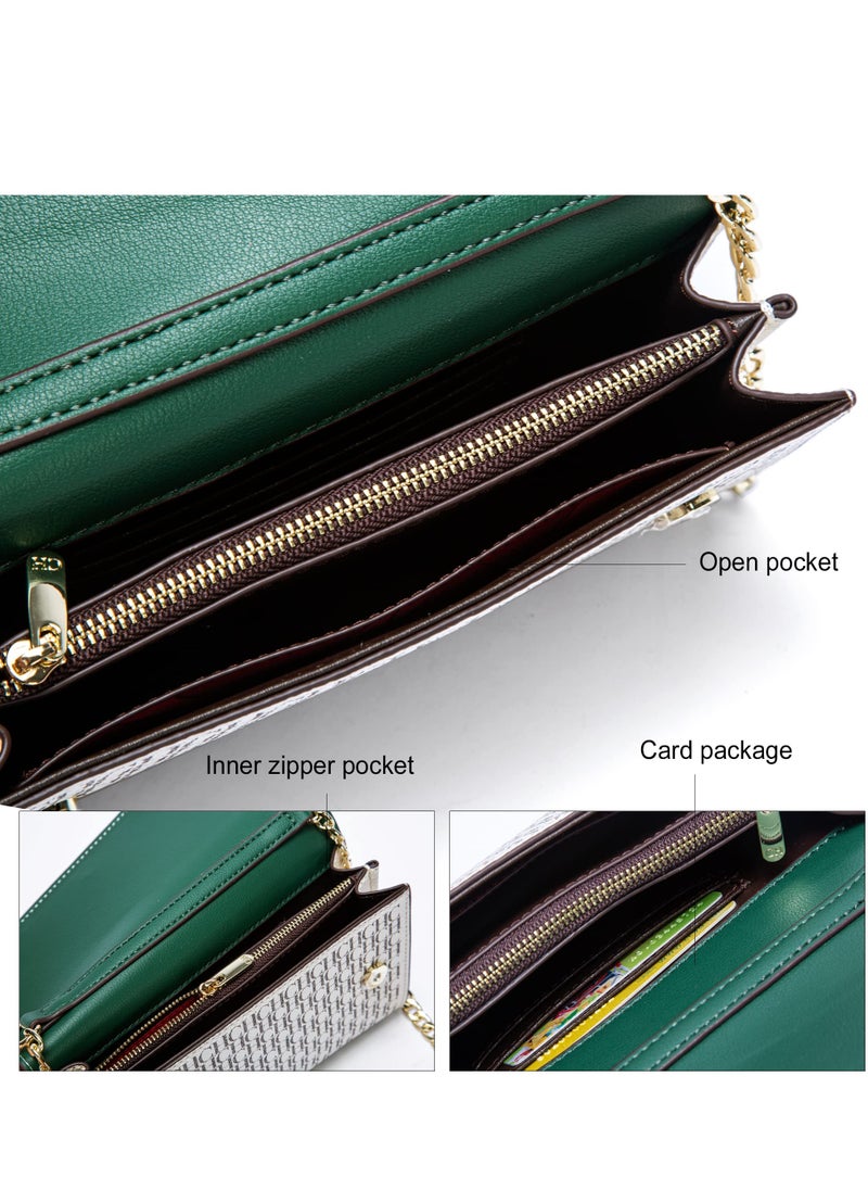 Small Crossbody Bag for Women,Cell Phone Purse Women's Shoulder Handbags Wallet Purse with Credit Card Slots Gold Hardware Chain Purses Shoulder Bag(Green)