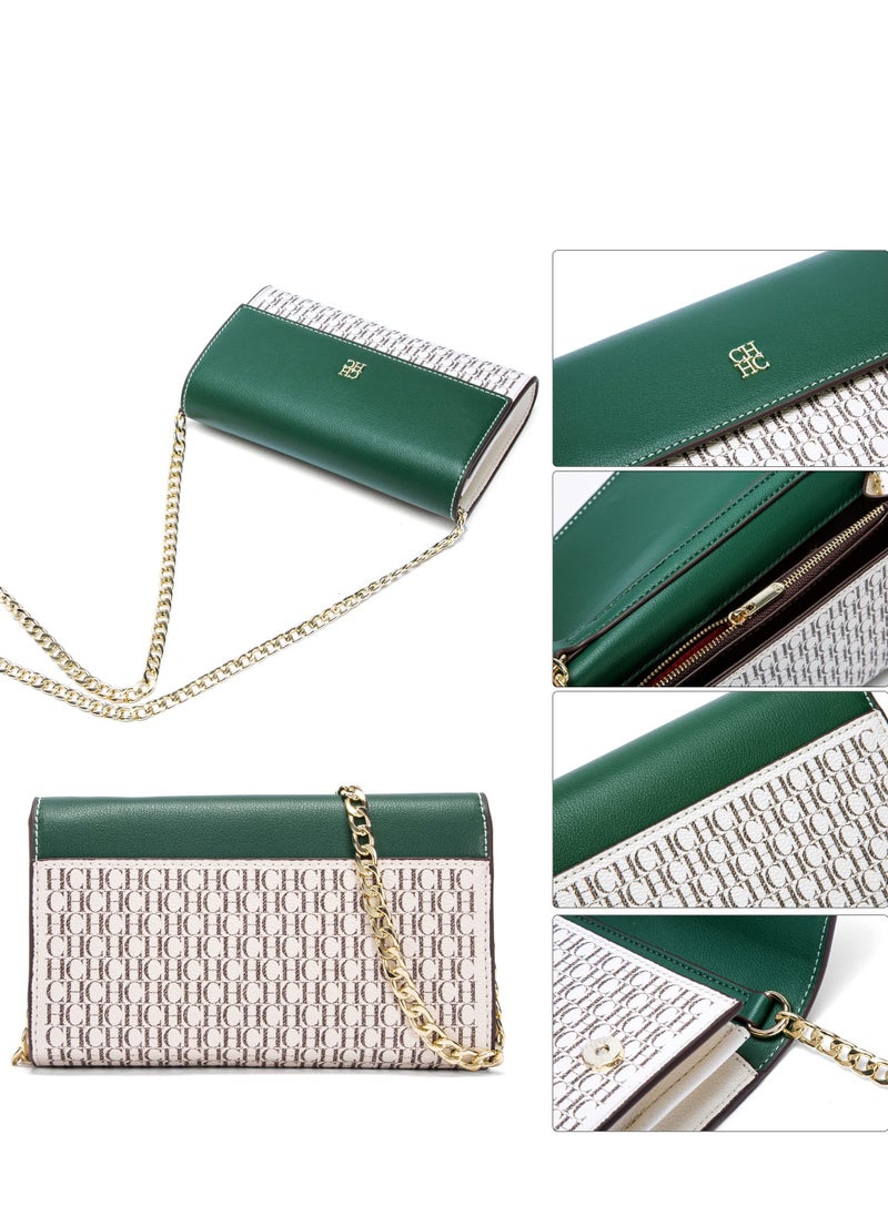Small Crossbody Bag for Women,Cell Phone Purse Women's Shoulder Handbags Wallet Purse with Credit Card Slots Gold Hardware Chain Purses Shoulder Bag(Green)