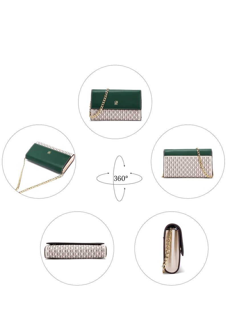 Small Crossbody Bag for Women,Cell Phone Purse Women's Shoulder Handbags Wallet Purse with Credit Card Slots Gold Hardware Chain Purses Shoulder Bag(Green)