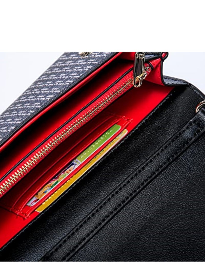 Small Crossbody Bag for Women,Cell Phone Purse Women's Shoulder Handbags Wallet Purse with Credit Card Slots Gold Hardware Chain Purses Shoulder Bag(Black)