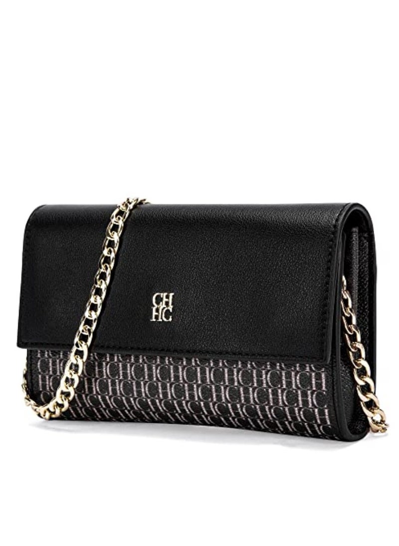 Small Crossbody Bag for Women,Cell Phone Purse Women's Shoulder Handbags Wallet Purse with Credit Card Slots Gold Hardware Chain Purses Shoulder Bag(Black)