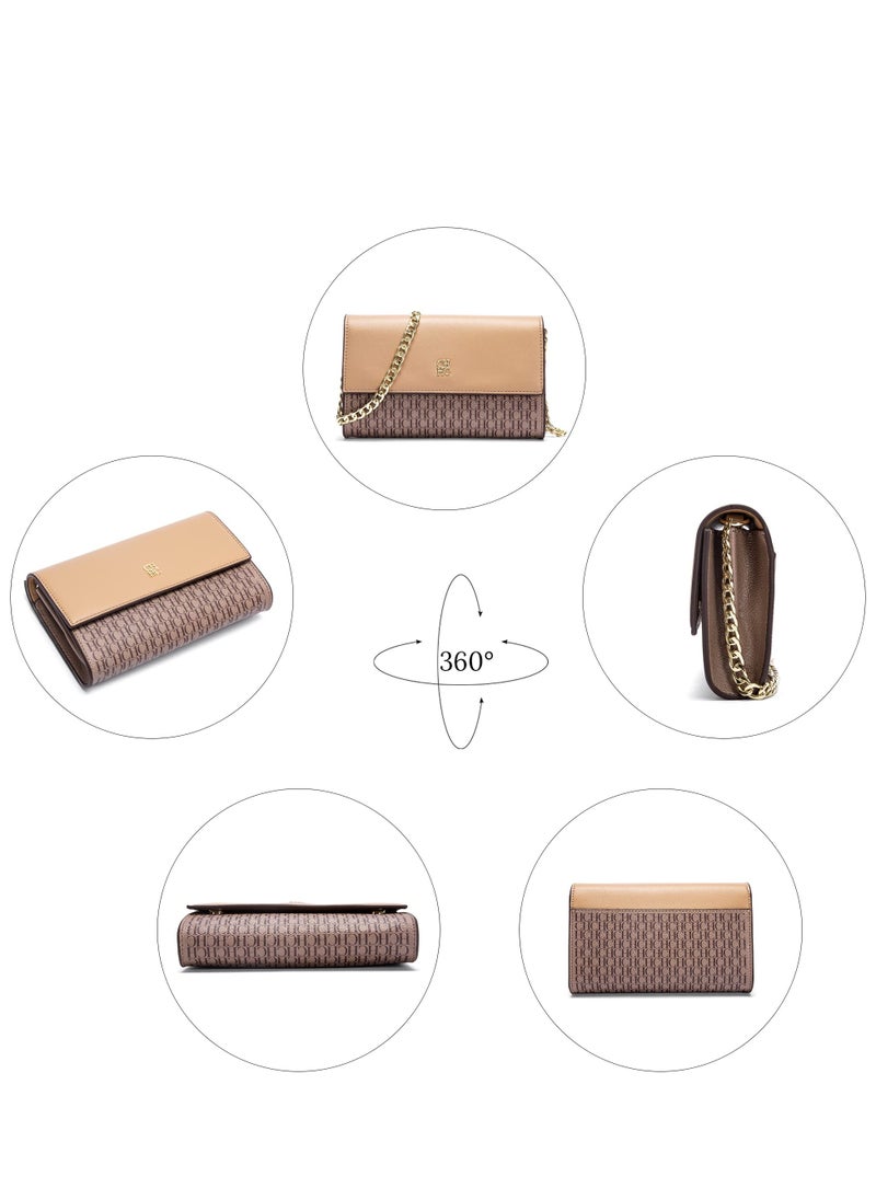 Small Crossbody Bag for Women,Cell Phone Purse Women's Shoulder Handbags Wallet Purse with Credit Card Slots Gold Hardware Chain Purses Shoulder Bag(Khaki)