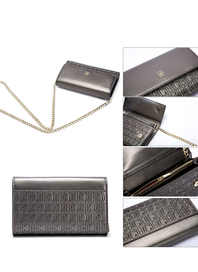 Small Crossbody Bag for Women,Cell Phone Purse Women's Shoulder Handbags Wallet Purse with Credit Card Slots Gold Hardware Chain Purses Shoulder Bag(Bronze)