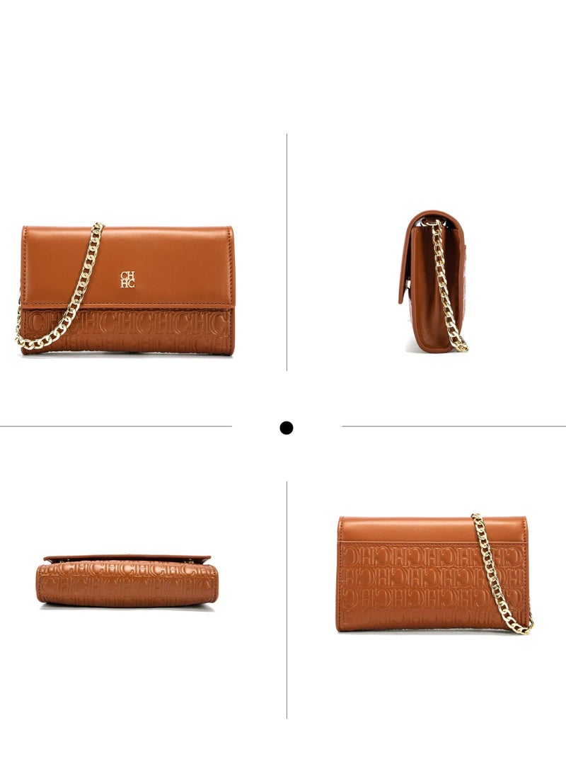 Small Crossbody Bag for Women,Cell Phone Purse Women's Shoulder Handbags Wallet Purse with Credit Card Slots Gold Hardware Chain Purses Shoulder Bag(Brown)