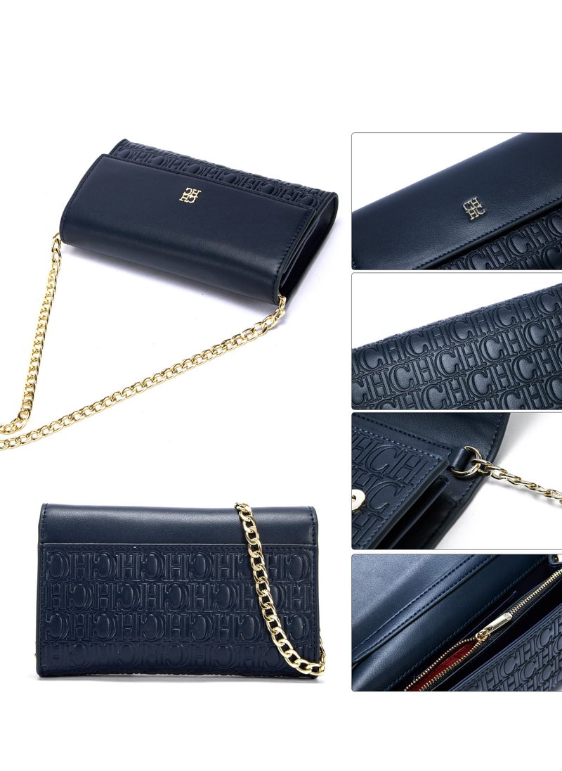 Small Crossbody Bag for Women,Cell Phone Purse Women's Shoulder Handbags Wallet Purse with Credit Card Slots Gold Hardware Chain Purses Shoulder Bag(Blue)