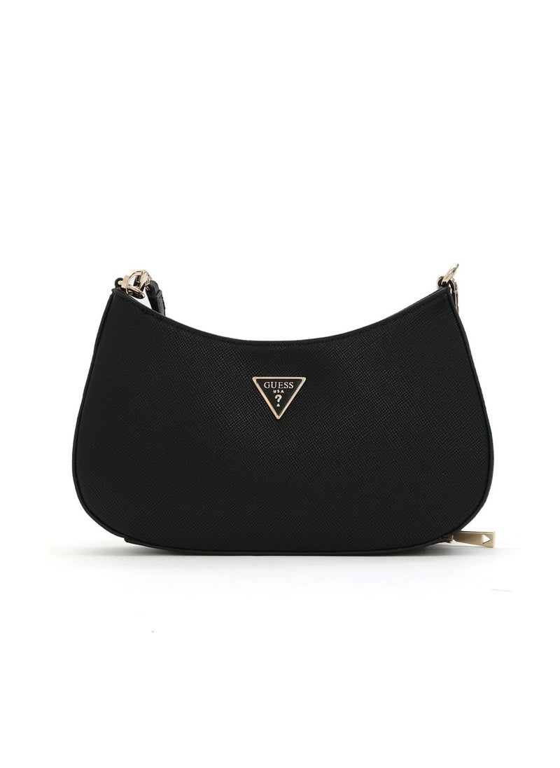 Ladies' Fashion Zipper Shoulder Bag Black