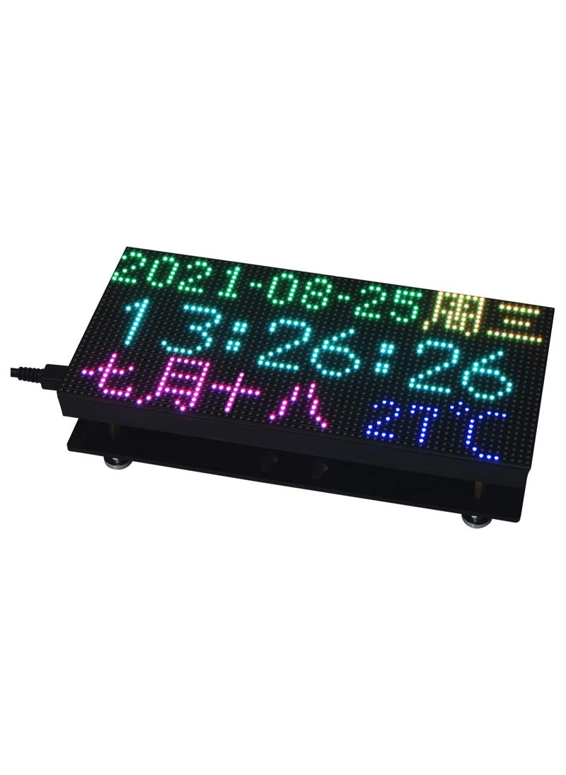 Full-Color LED Matrix Panel Display Screen 64×32 Pixels 3mm Pitch LED Module Compatible with Raspberry Pi Pico, ESP32, Arduino,2048 Individual RGB LEDs,Adjustable Brightness