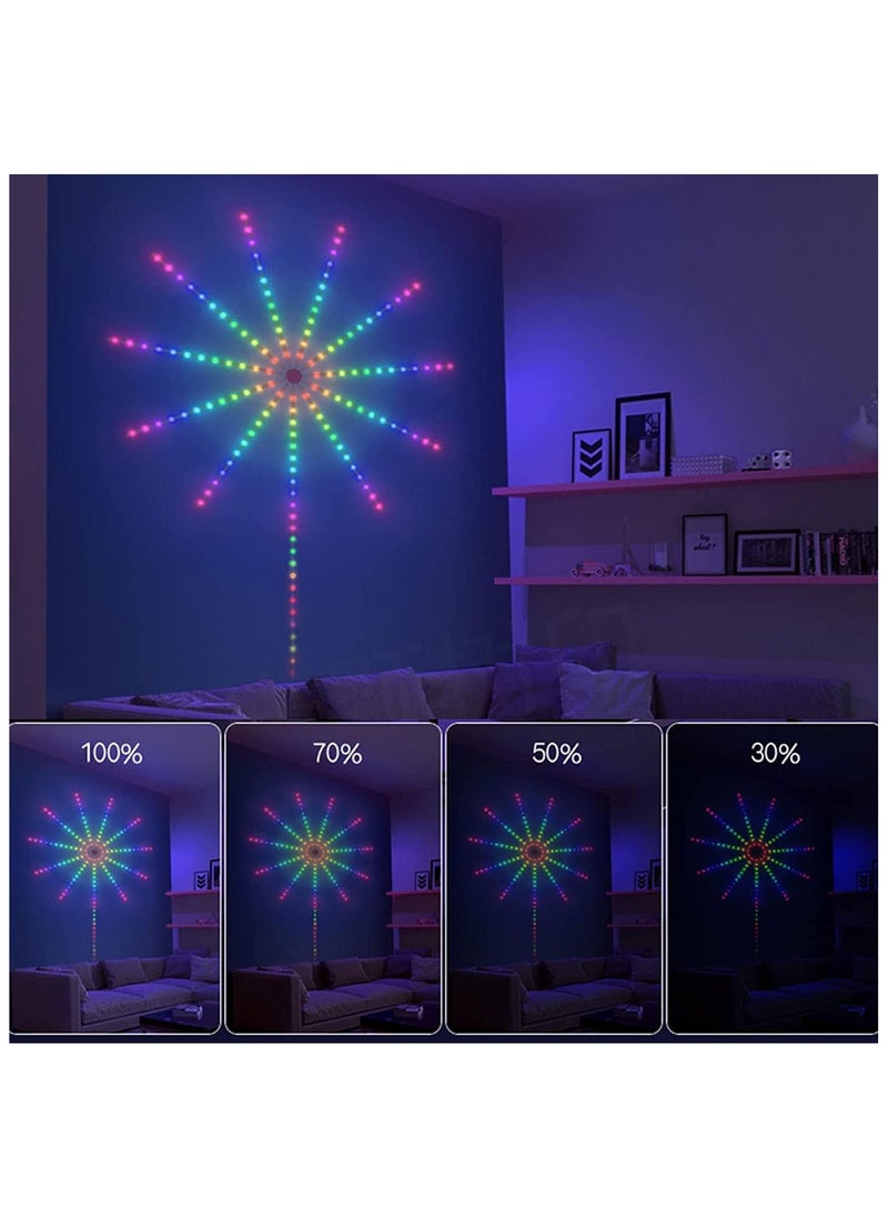 Smart Firework Lights Indoor, App and Remote Control RGB Color Changing Led Lights Strip for Bedroom, More Colors, Dynamic Modes, Music Sync, Mic, Led Rhythm Control Lights for Room Decor