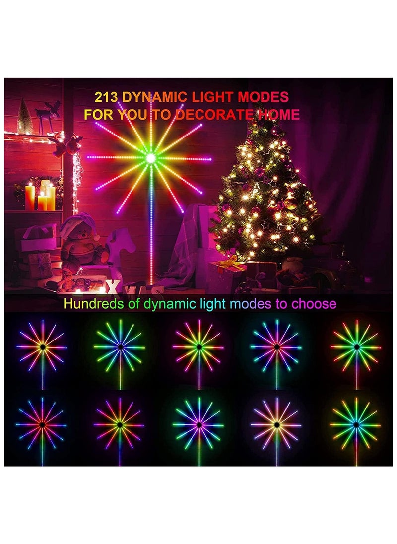 Smart Firework Lights Indoor, App and Remote Control RGB Color Changing Led Lights Strip for Bedroom, More Colors, Dynamic Modes, Music Sync, Mic, Led Rhythm Control Lights for Room Decor