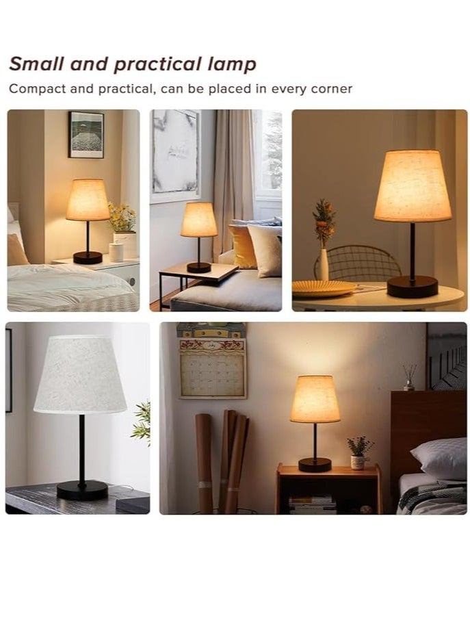 Table lamp, Bedroom lamp with Burlap Shade and Metal Base, Modern Bedside lamp, Living Room, Study Room with Light Bulb