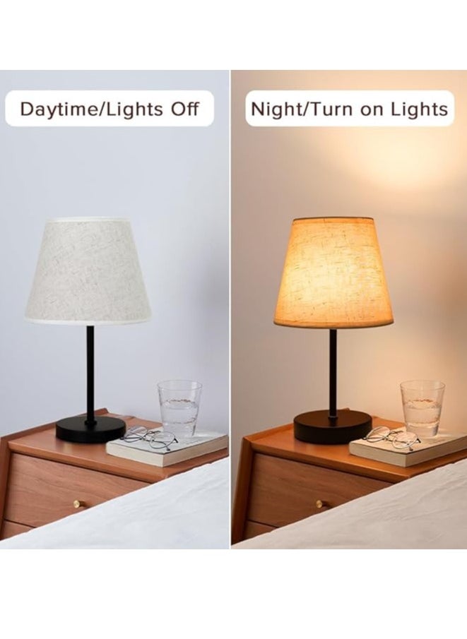 Table lamp, Bedroom lamp with Burlap Shade and Metal Base, Modern Bedside lamp, Living Room, Study Room with Light Bulb