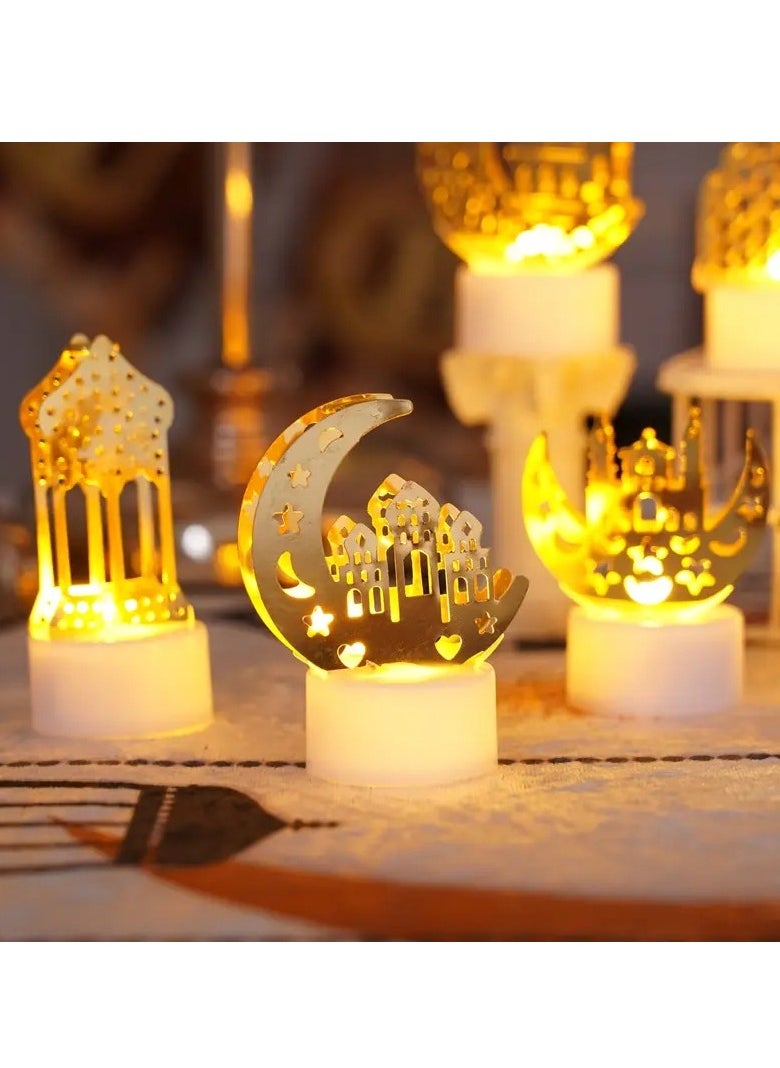 6pcs LED Ramadan Table Lights - Vibrant Eid & Mubarak Decor, Energy-Efficient, Battery-Powered for Outdoor Celebrations