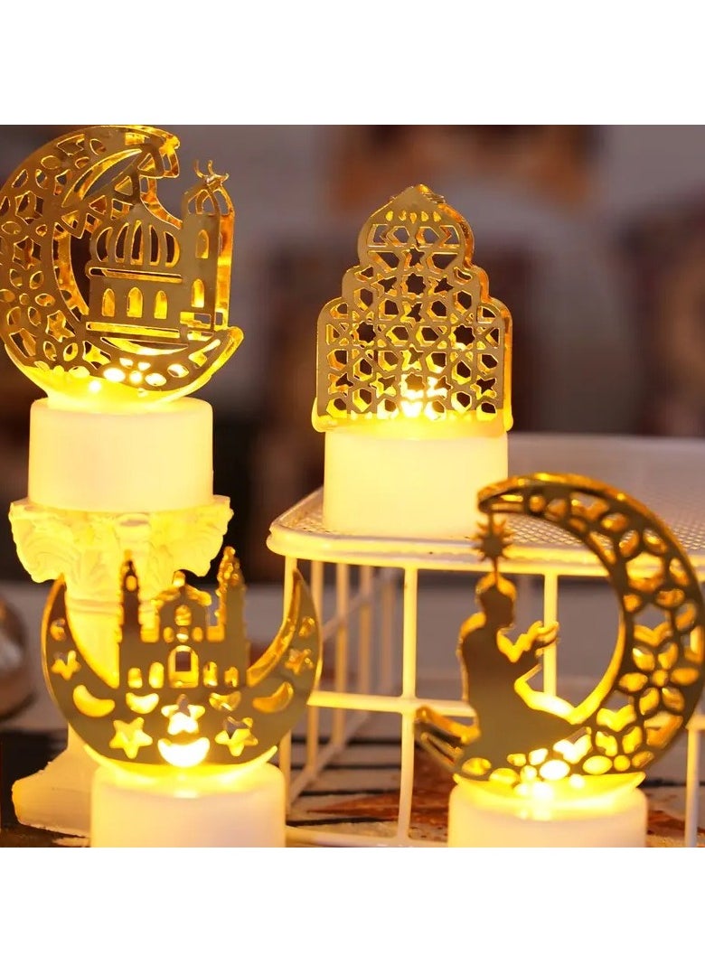 6pcs LED Ramadan Table Lights - Vibrant Eid & Mubarak Decor, Energy-Efficient, Battery-Powered for Outdoor Celebrations