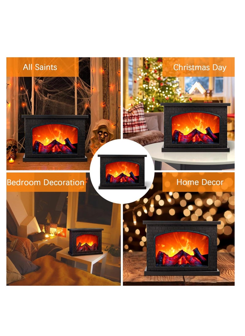 Fireplace Lanterns Decorative,Small Fake Fireplace,Flame Effect LED Fire Lamp,Battery Operated USB Charge Portable Fireplace,Indoor Outdoor Christmas Decoration (No Heater Function