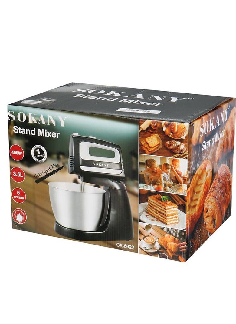 Sokany 400W 3.5L Electric Stand Kneading Machine Fully Automatic Mixer Cream Dough Food Batter Beater Egg Blender Whisk 5 Speed ​​Adjustment for Kitchen