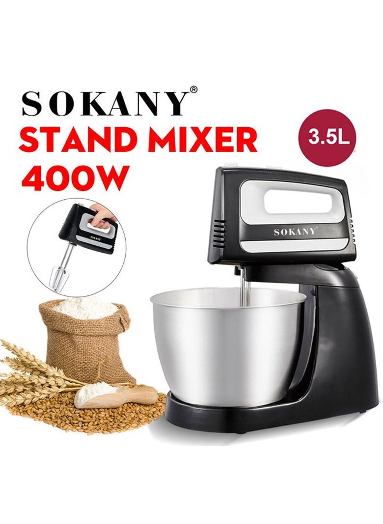 Sokany 400W 3.5L Electric Stand Kneading Machine Fully Automatic Mixer Cream Dough Food Batter Beater Egg Blender Whisk 5 Speed ​​Adjustment for Kitchen