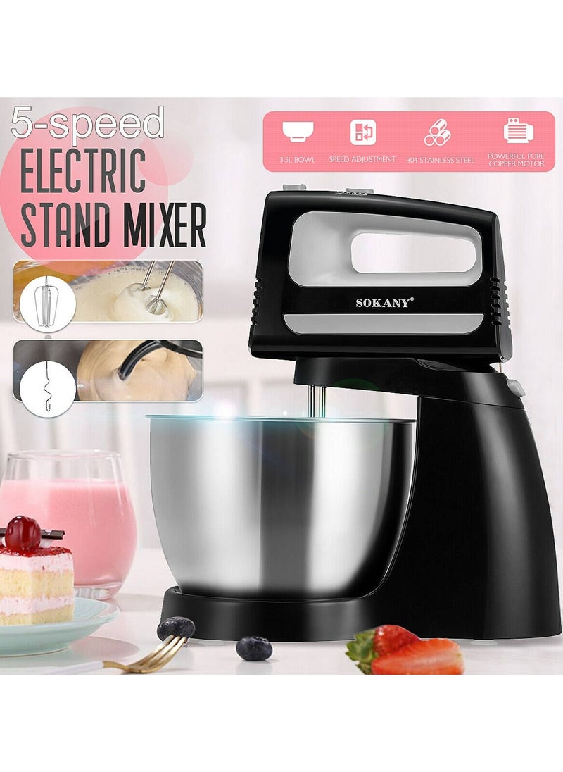 Sokany 400W 3.5L Electric Stand Kneading Machine Fully Automatic Mixer Cream Dough Food Batter Beater Egg Blender Whisk 5 Speed ​​Adjustment for Kitchen