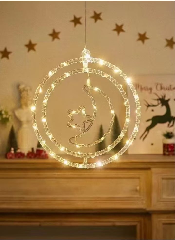 HILALFUL Decorative Moon Star LED Light Large 32cm Living Room Bedroom Indoor Outdoor electricity power with 8 lighting modes