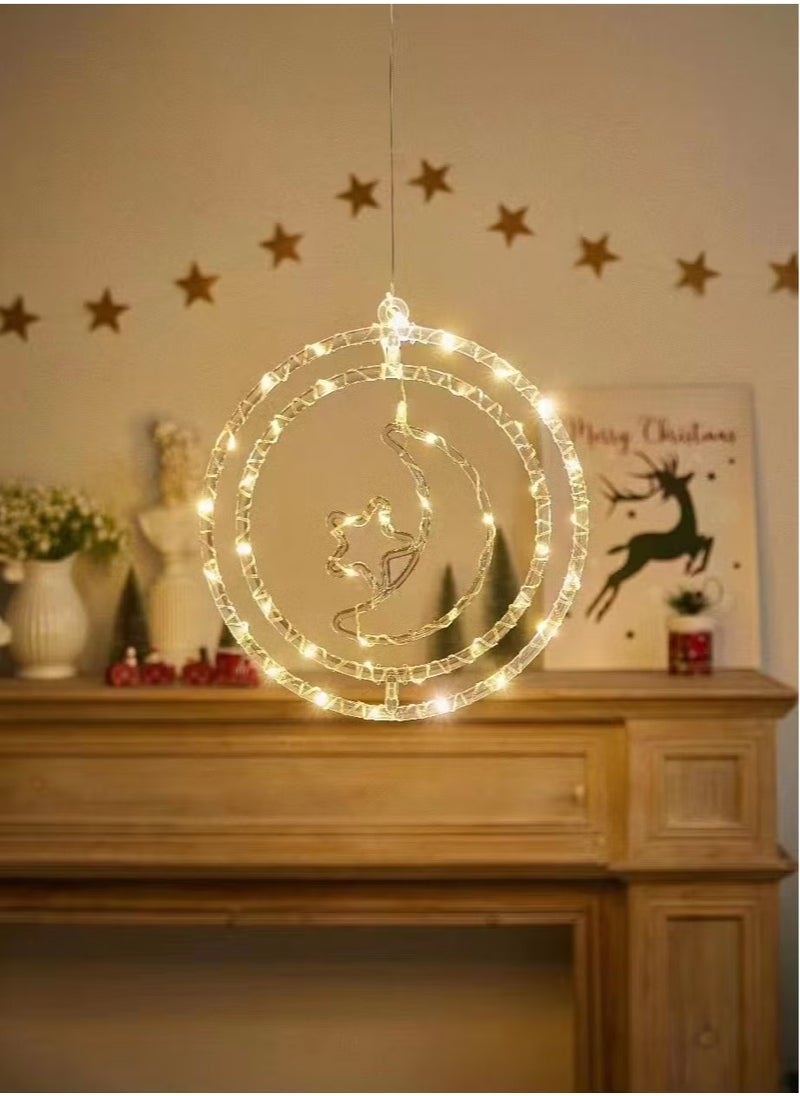 HILALFUL Decorative Moon Star LED Light Large 32cm Living Room Bedroom Indoor Outdoor electricity power with 8 lighting modes