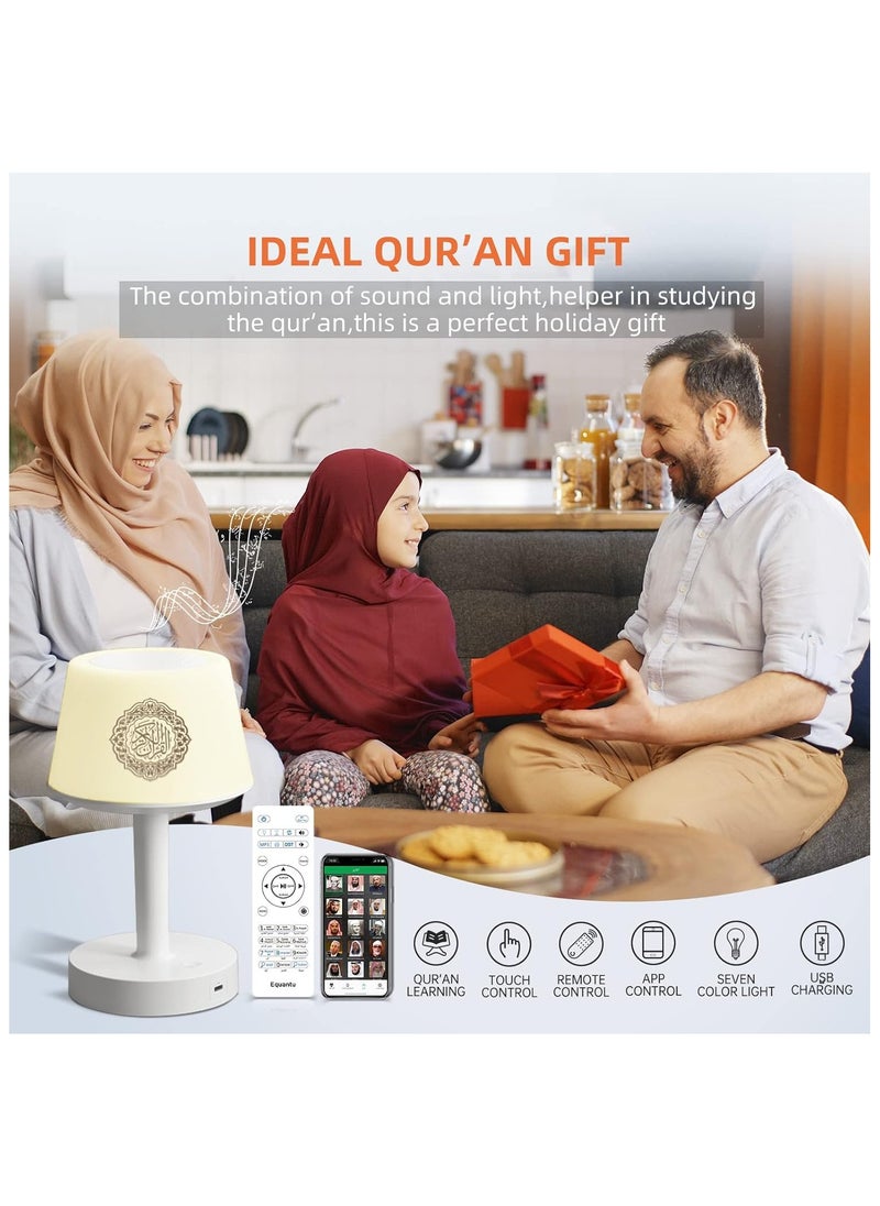 Desk Lamp Quran Speaker, Smart Touch LED Lamp Bluetooth Speaker with Remote Control, 16 Reciters and 16 Translations Portable Quran Speaker