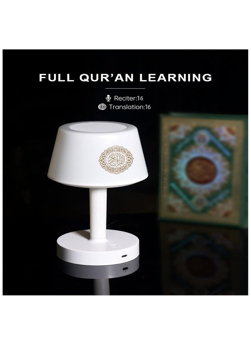 Desk Lamp Quran Speaker, Smart Touch LED Lamp Bluetooth Speaker with Remote Control, 16 Reciters and 16 Translations Portable Quran Speaker