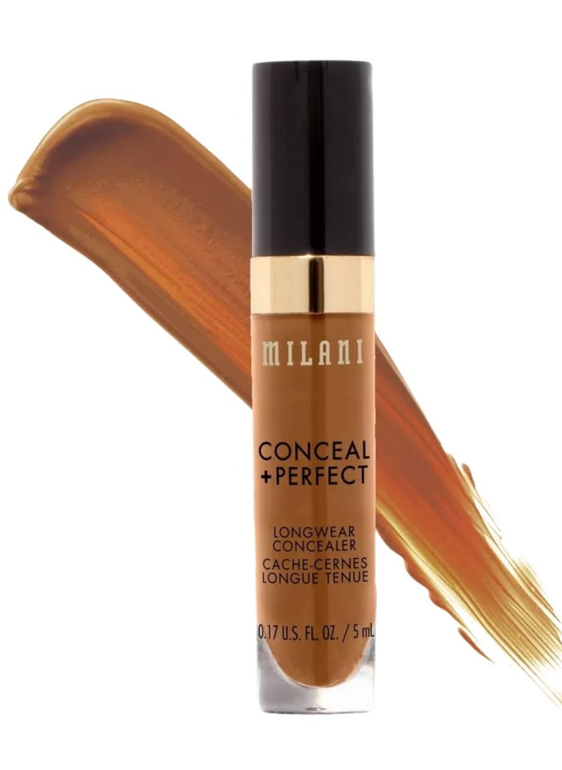 Milani Conceal + Perfect Longwear Concealer in 170 Warm Almond – Full Coverage, Lightweight Formula, 16-Hour Wear, Hydrating and Crease-Proof for Flawless Skin, 0.17 fl oz