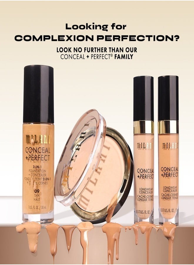 Milani Conceal + Perfect Longwear Concealer in 175 Warm Chestnut – Full Coverage, Lightweight Formula, 16-Hour Wear, Hydrating and Crease-Proof for Flawless Skin, 0.17 fl oz