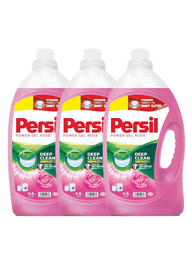 Power Gel Liquid Laundry Detergent with Deep Clean Technology Rose 4.8L Pack of 3