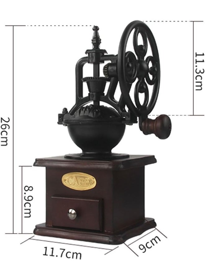 Manual Coffee Grinder Antique Cast Iron Hand Crank Coffee Mill With Grind Settings & Catch Drawer