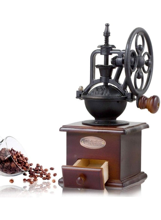 Manual Coffee Grinder Antique Cast Iron Hand Crank Coffee Mill With Grind Settings & Catch Drawer