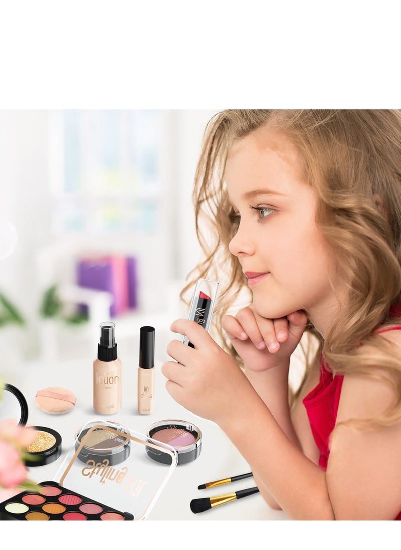 Kids Makeup Kit for Girls Pink Makeup Set, Real Washable Make up Kit for Little Girl Princess Toddler Makeup for Kid Birthday Gifts Toys for Girls