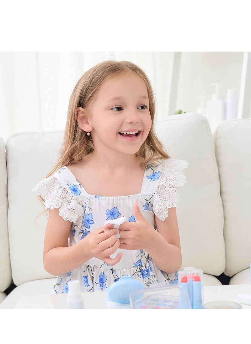 Kids Makeup Kit for Girls Blue Makeup Set, Real Washable Make up Kit for Little Girl Princess Toddler Makeup for Kid Birthday Gifts Toys for Girls