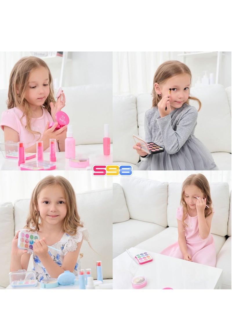 Kids Makeup Kit for Girls Blue Makeup Set, Real Washable Make up Kit for Little Girl Princess Toddler Makeup for Kid Birthday Gifts Toys for Girls