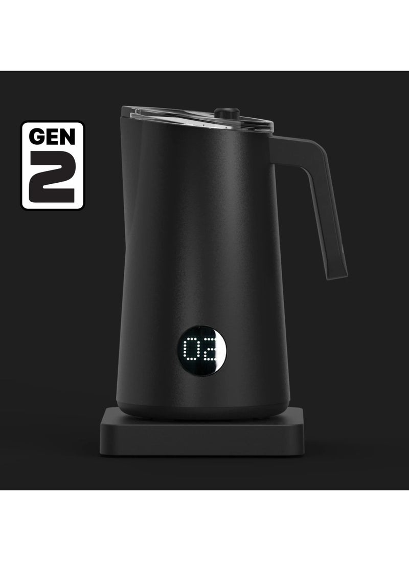 Nanofoamer Pro Gen-2, Hands-Free Milk Foamer, Superfine Smoothest Milk, Heating & Foaming For Dairy & Plant-Based Milks, For Barista Amateurs/Home Bar/Office Use, 220 A C Connection - Black