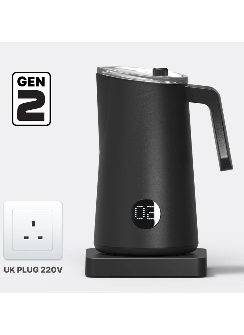 Nanofoamer Pro Gen-2, Hands-Free Milk Foamer, Superfine Smoothest Milk, Heating & Foaming For Dairy & Plant-Based Milks, For Barista Amateurs/Home Bar/Office Use, 220 A C Connection - Black