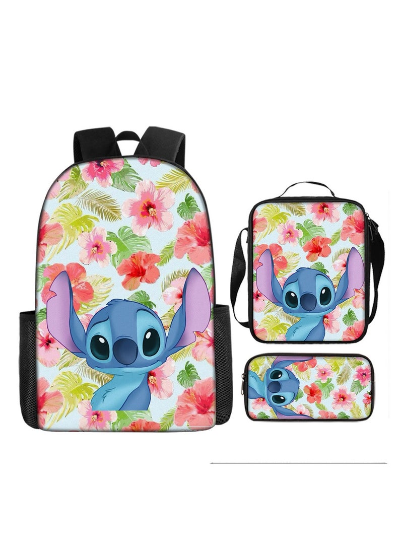 Stitch Student Schoolbag Cartoon Backpack Backpack 29*16*42CM + Shoulder Bag 19*6*23CM + Pen Bag 24*7*11CM Three-piece Set