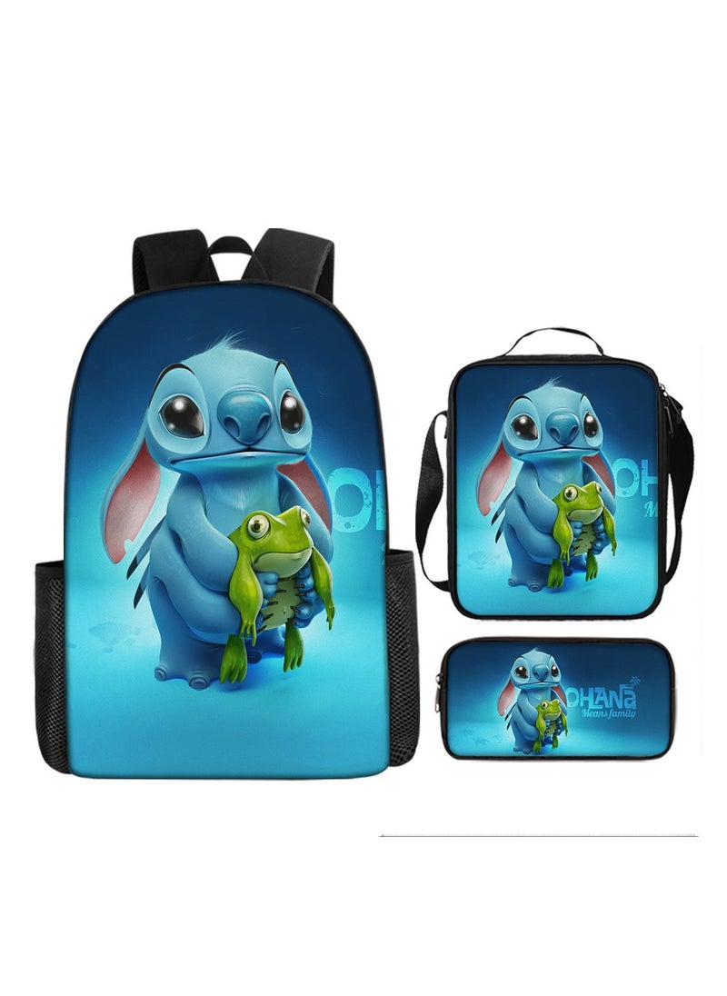 Stitch Student Schoolbag Cartoon Backpack Backpack 29*16*42CM + Shoulder Bag 19*6*23CM + Pen Bag 24*7*11CM Three-piece Set