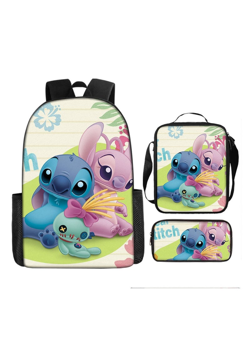 Stitch Student Schoolbag Cartoon Backpack Backpack 29*16*42CM + Shoulder Bag 19*6*23CM + Pen Bag 24*7*11CM Three-piece Set