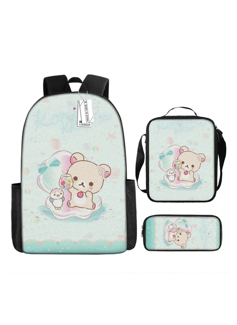 Melody Cartoon Print Schoolbag Fashion Breathable Fantasy Magic Melody Cute Backpack Backpack 29*16*42CM + Shoulder Bag 19*6*23CM + Pen Bag 24*7*11CM Three-piece Set