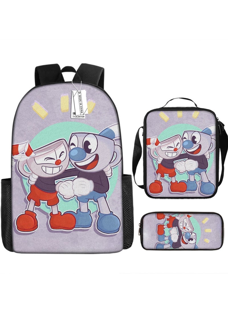 New Dragon Ball Printed Backpack Polyester Schoolbag Fashion Shoulder Bag Student Pencil Bag Three-piece Set,40-three-piece set; backpack + shoulder bag + pencil bag - 111