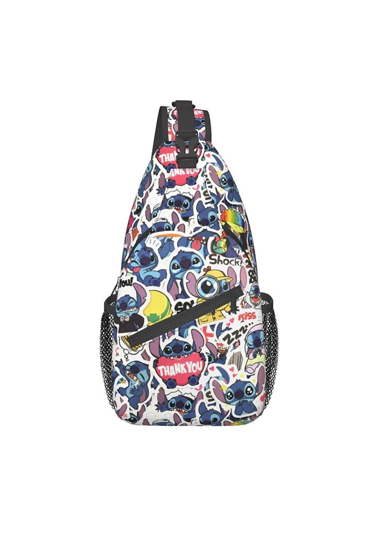 Hot Sale Stitch 3D Cartoon Digital Color Printing Simple Crossbody Chest Bag 39*19*9CM